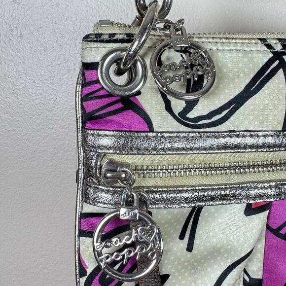 Coach Poppy Print Shoulder Bag Purse Y2K 90s Silver Hardware Pink - Picture 3 of 13